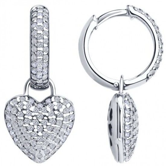 Серьги из серебра с фианитами