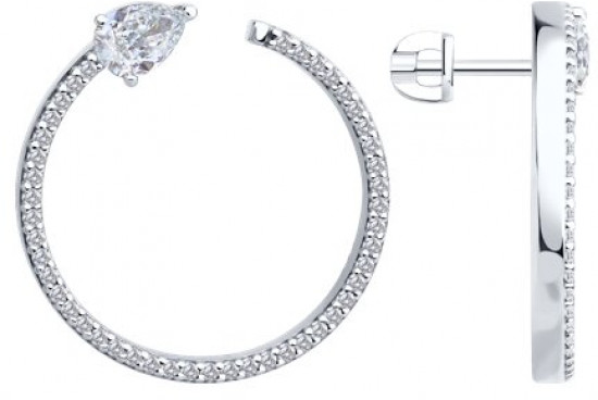 Серьги из серебра с фианитами