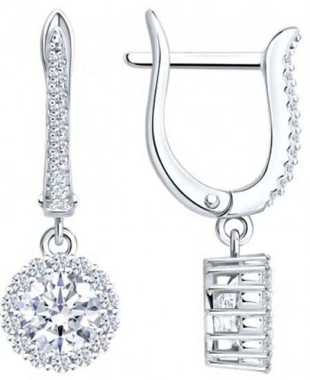 Серьги из серебра с фианитами