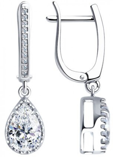 Серьги из серебра с фианитами