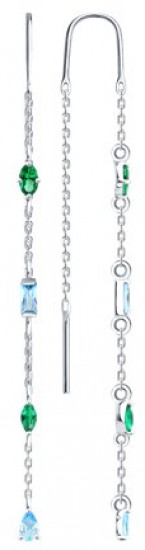 Серьги из серебра с фианитами