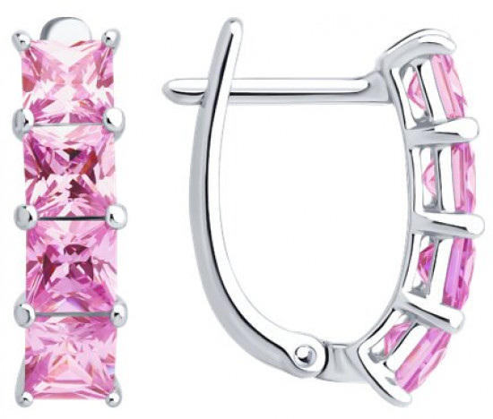 Серьги из серебра с фианитами