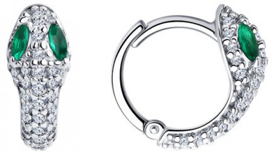 Серьги из серебра с фианитами