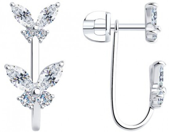 Серьги из серебра с фианитами