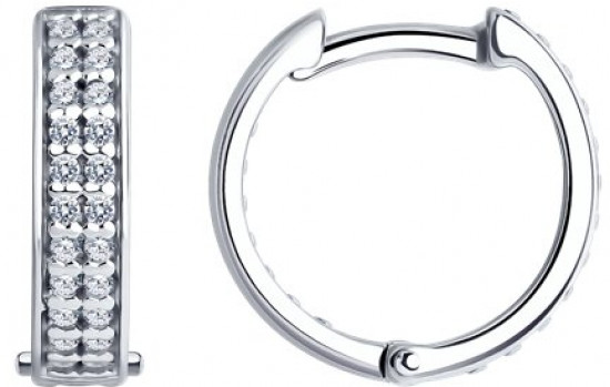 Серьги из серебра с фианитами