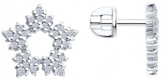 Серьги из серебра с фианитами