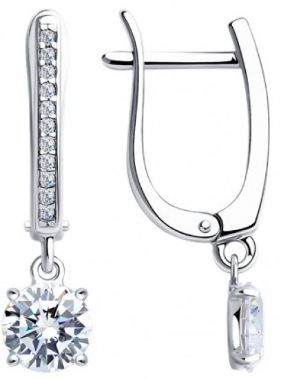 Серьги из серебра с фианитами