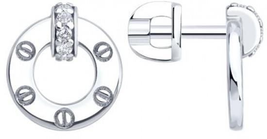 Серьги из серебра с фианитами