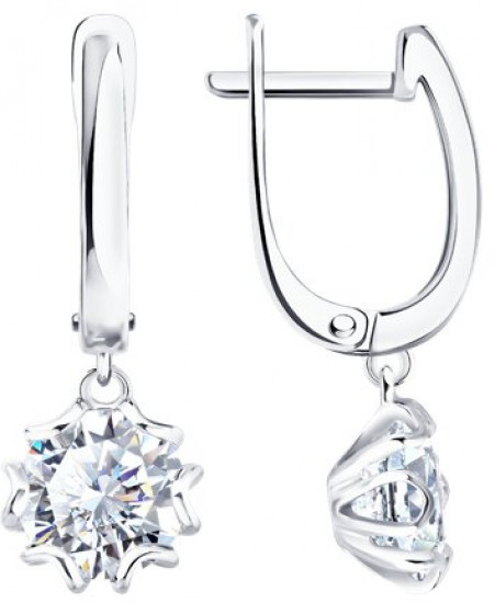 Серьги из серебра с фианитами