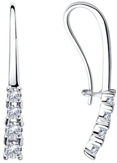 Серьги из серебра с фианитами