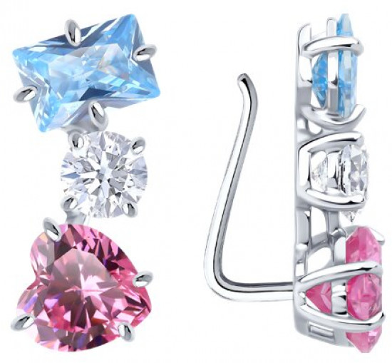 Серьги из серебра с фианитами