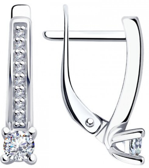 Серьги из серебра с фианитами