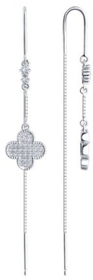 Серьги из серебра с фианитами