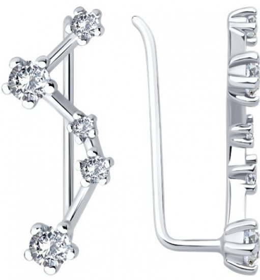 Серьги из серебра с фианитами