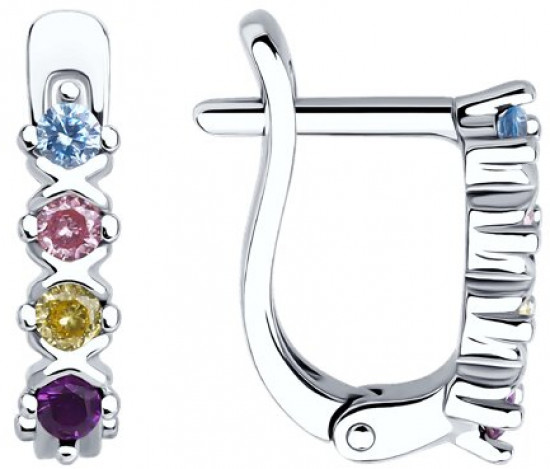 Серьги из серебра с фианитами