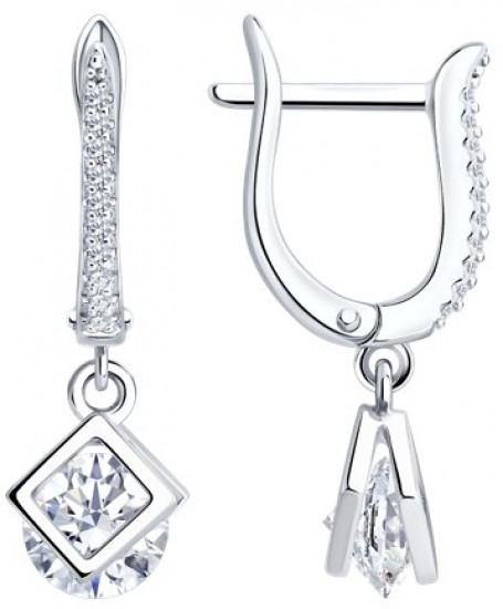 Серьги из серебра с фианитами