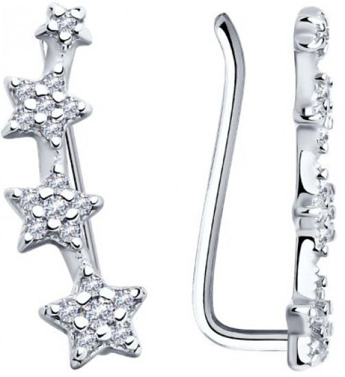 Серьги из серебра с фианитами