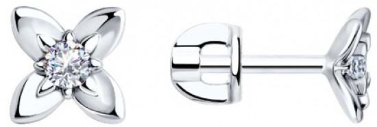 Серьги из серебра с фианитами