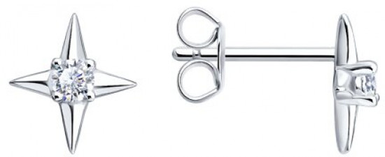 Серьги из серебра с фианитами