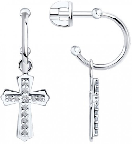 Серьги из серебра с фианитами