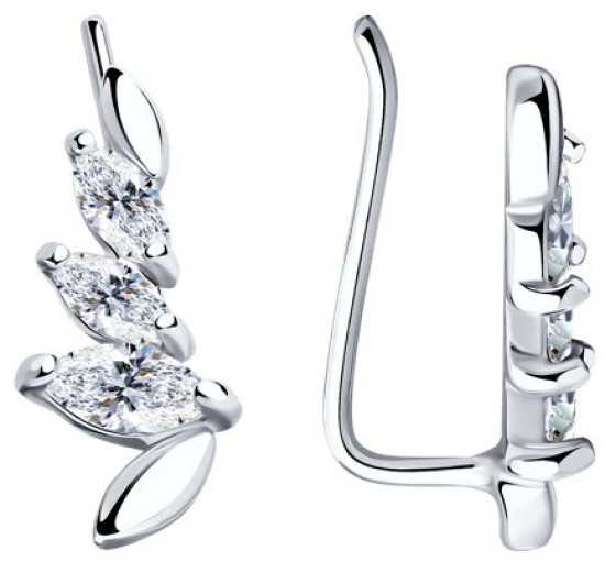 Серьги из серебра с фианитами