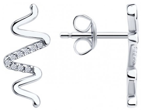 Серьги из серебра с фианитами