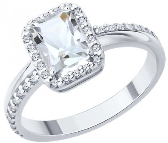 Кольцо из серебра с горным хрусталем и фианитами