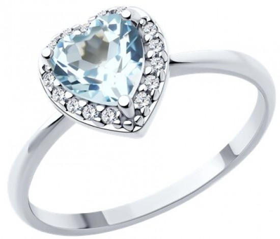 Кольцо из серебра с топазом и фианитами