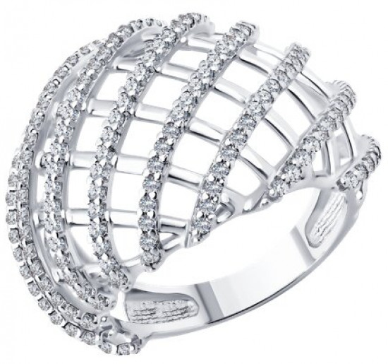 Кольцо из серебра с фианитами