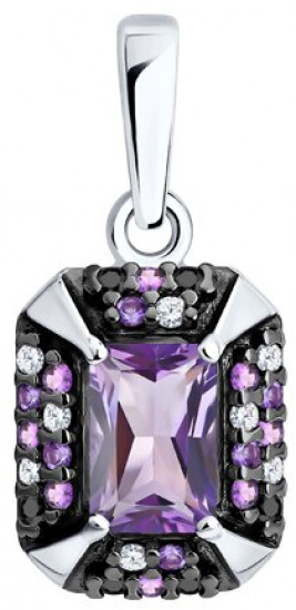 Подвеска из серебра с аметистом и фианитами