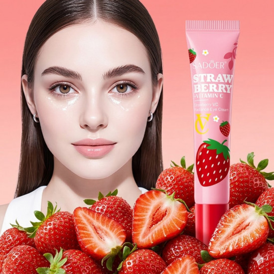 Крем для кожи вокруг глаз с экстрактом клубники и активным витамином C от темных кругов и морщин