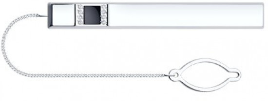 Зажим для галстука из серебра с эмалью и фианитами