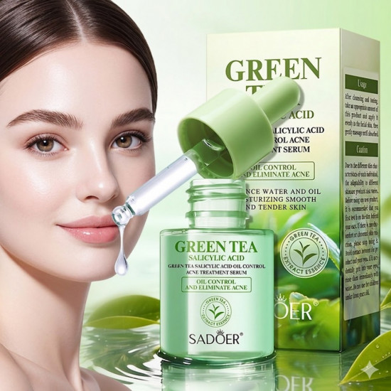 Противовоспалительная сыворотка для проблемной кожи с экстрактом зеленого чая и салициловой кислотой от прыщей и акне