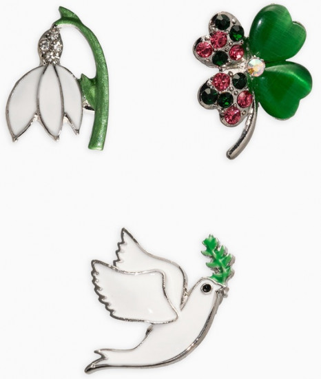 Набор брошей «Голубь, клевер, подснежник»