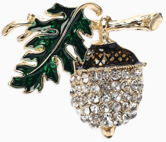 Брошь «Жёлудь осенний с листом»