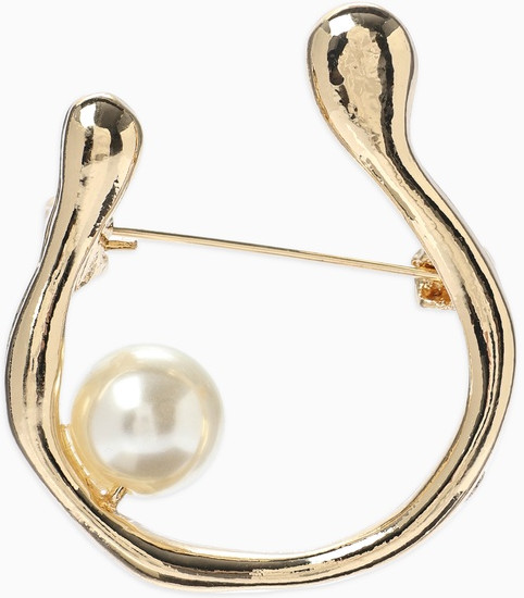 Брошь «Подкова с бусиной»