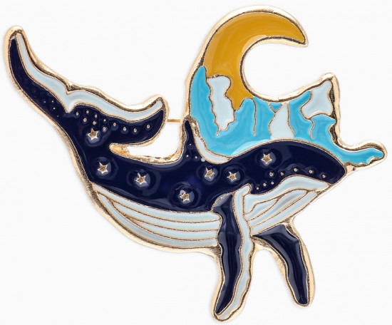 Брошь «Кит и полумесяц»