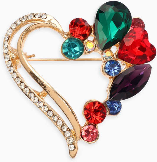 Брошь «Сердце в самоцветах»