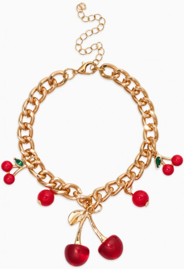 Браслет цепочка с подвесками «Вишневый рай. Большая вишенка»