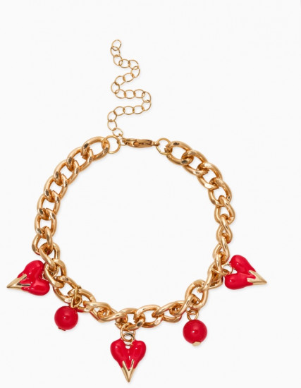 Браслет цепочка с подвесками «Вишневый рай. Сердечки»