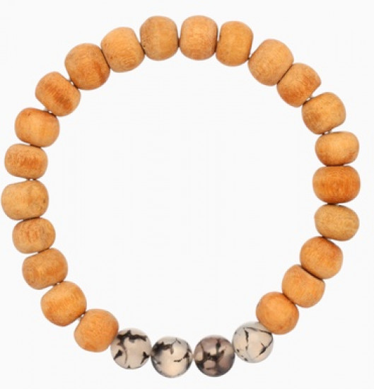 Браслет из сандалового дерева с агатом