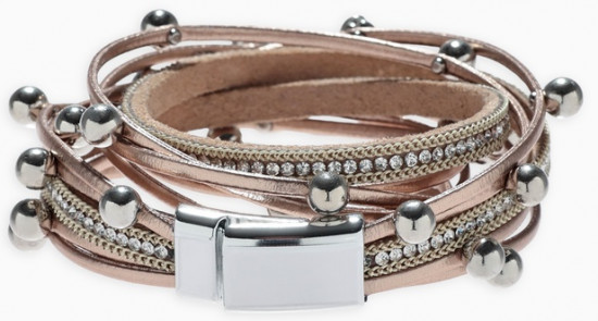 Браслет кожаный на магните «Бусинки»