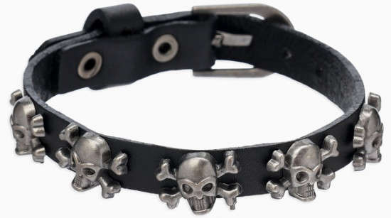 Браслет кожаный «Хардкор. Череп пиратов»