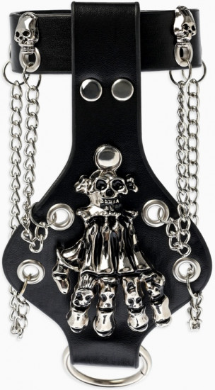 Браслет кожаный«Слейв. Скелет»