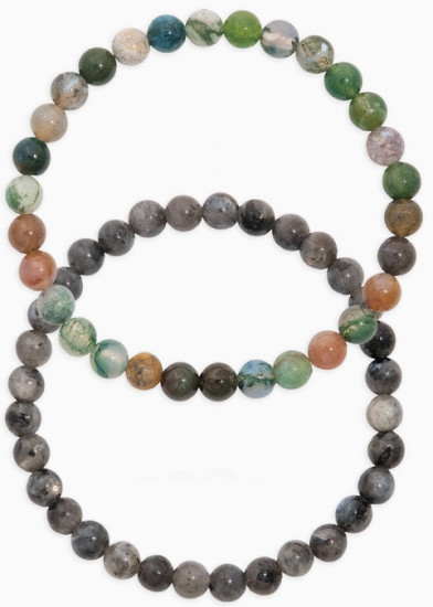 Набор браслетов из бусин «Лабрадор и Яшма»
