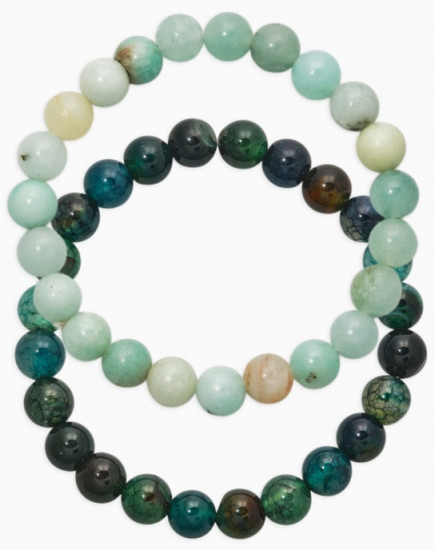 Набор браслетов «Амазонит и Азурит»