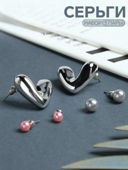 Набор сережек «Сердечки»