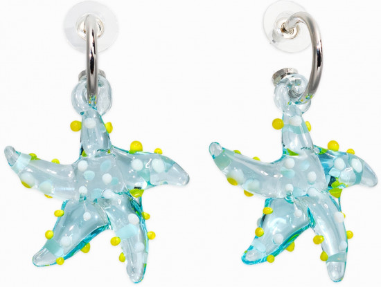 Серьги из стекла «Море. Звезда»