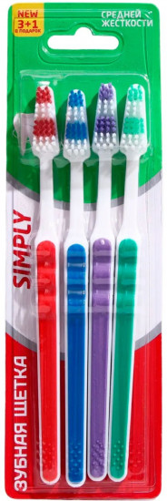 Набор зубных щеток средней жесткости «Simply»