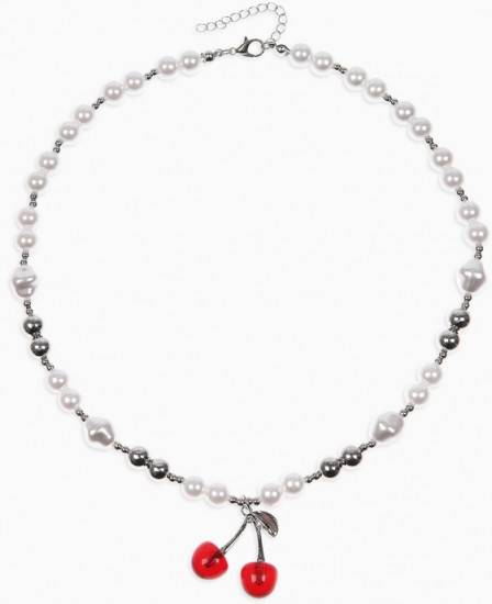 Колье на жемчужных бусах «Вишня»
